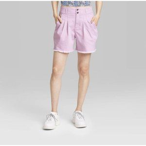 Wild Fable Super High Rise Denim Shorts Pleated Bermuda Lavender